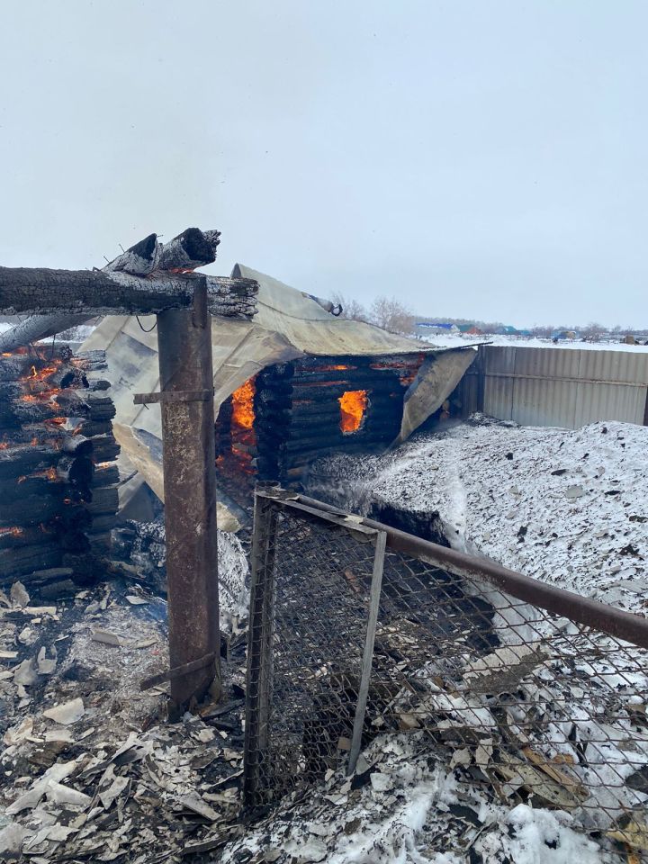 В селе Нижнее Алькеево в результате пожар сгорели баня и сарай