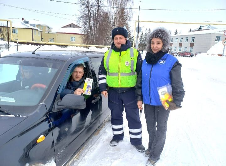 Школьники, водители и пешеходы приняли участие в практическом занятии по применению световозвращающих элементов