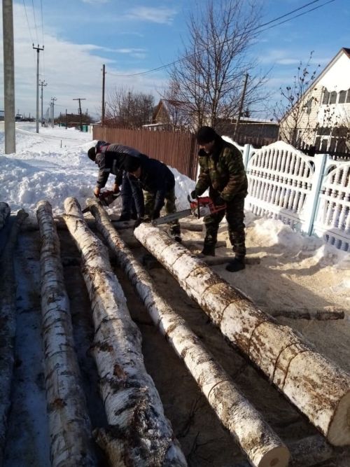 Туйбике Сираевой из Базарных Матак привезли бревна на дрова