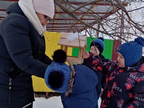 В детском саду «Ромашка» села Новые Салманы прошла акция «Покорми птиц зимой!»