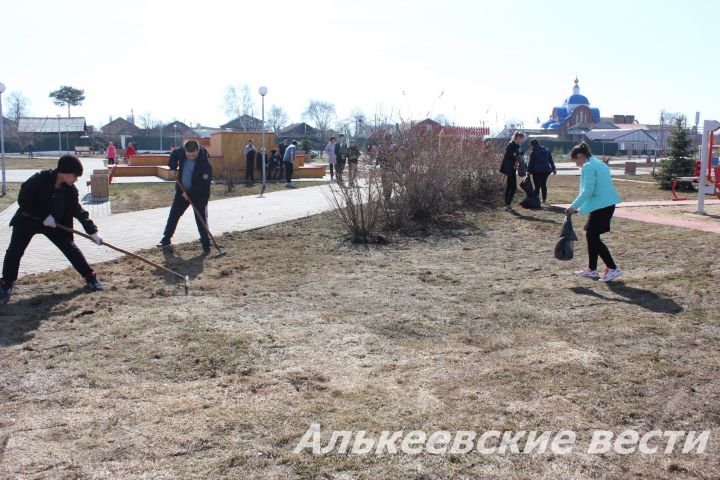 В Алькеевском районе сегодня прошел субботник по очистке улиц, парков