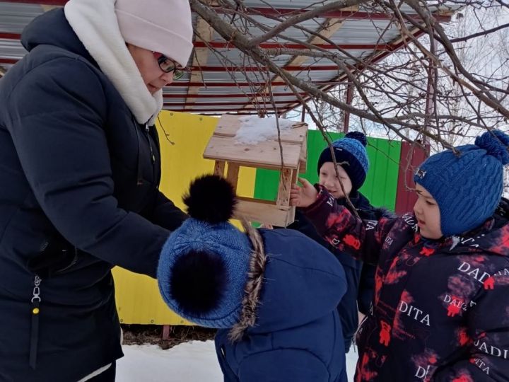 В детском саду «Ромашка» села Новые Салманы прошла акция «Покорми птиц зимой!»